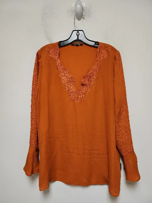 women's tops with lace-up frontsTop Long Sleeve By Clothes Mentor In Orange, Size: Xl