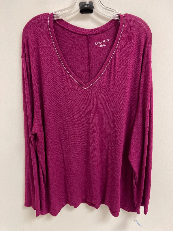 women's tops for those who want to wear pieces that are both functional and fashionableTop Long Sleeve By Ava & Viv In Purple, Size: 2x