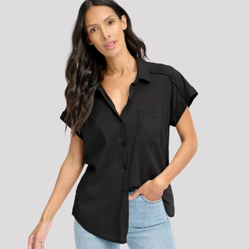 women's tops with sleeveless designsShort Sleeve Paige Shirt (Black)