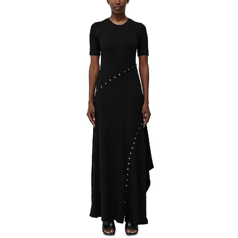 Designer DressSIMKHAI Womens Full Length Ribbed Knit Maxi Dress