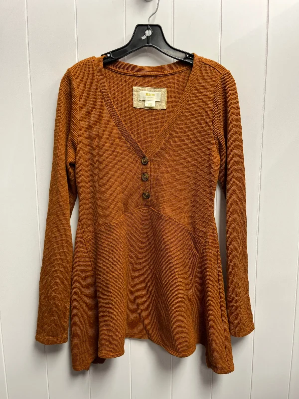 women's tops for those who prefer classic over trendy stylesTop Long Sleeve By Maeve In Orange, Size: Xs