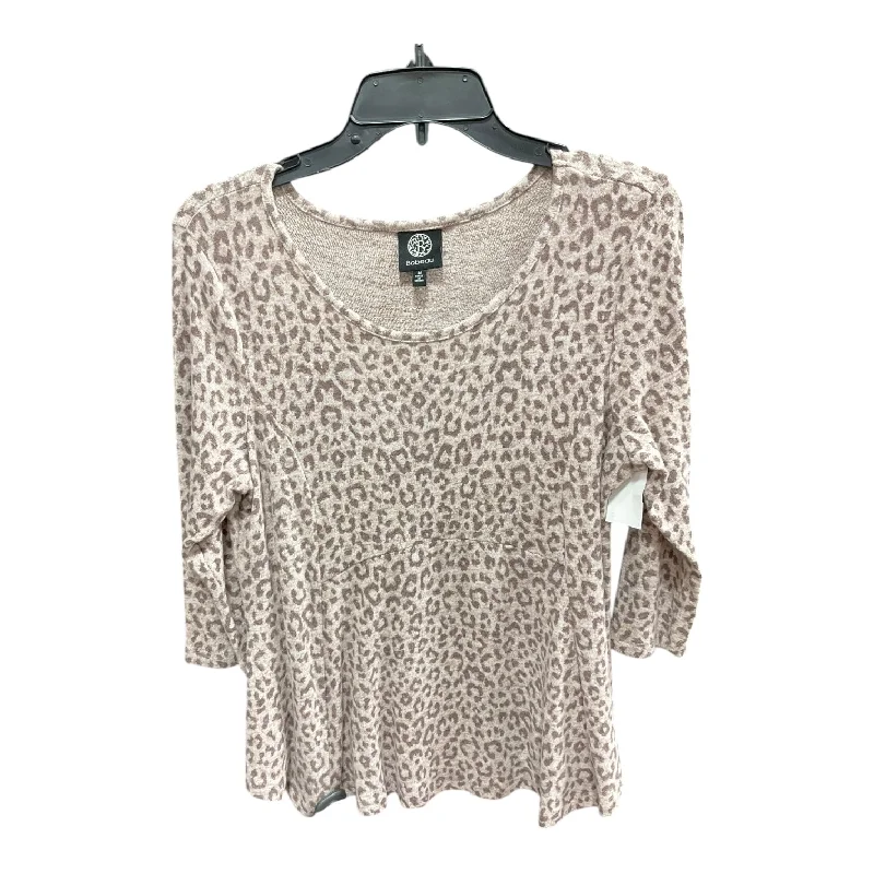 satin women's topsTop Long Sleeve By Bobeau In Animal Print, Size: M