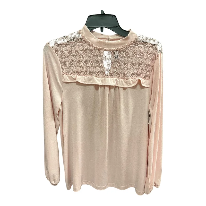 women's tops for summer festivalsTop Long Sleeve By Massini In Light Pink, Size: M