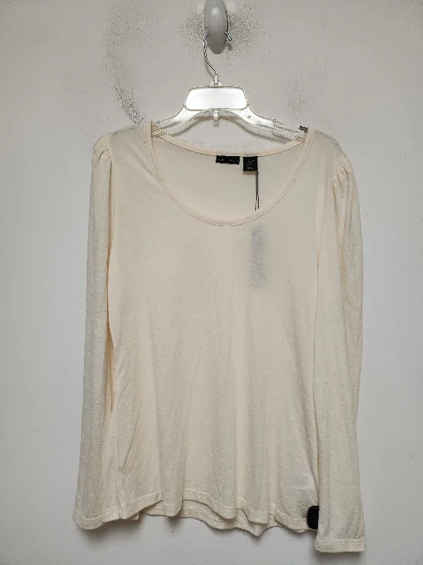 women's tops with sequin embellishmentsTop Long Sleeve Basic By Tahari By Arthur Levine In Cream, Size: Xl