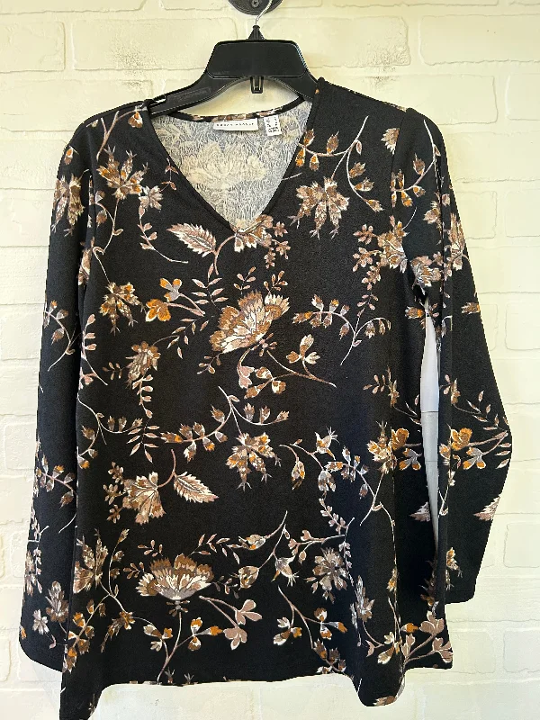 women's tops for those who want to stay cool and chic during warmer weatherTop Long Sleeve By Susan Graver In Black & Brown, Size: S