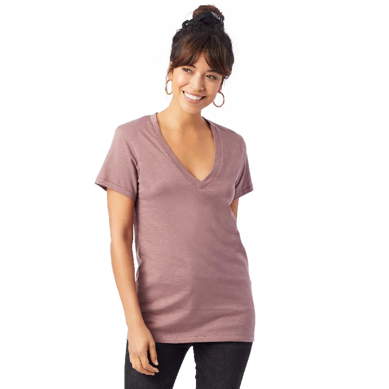 women's tops for those who value both quality and affordabilityWeathered Slub So Low V-Neck T-Shirt (Vintage Rose)