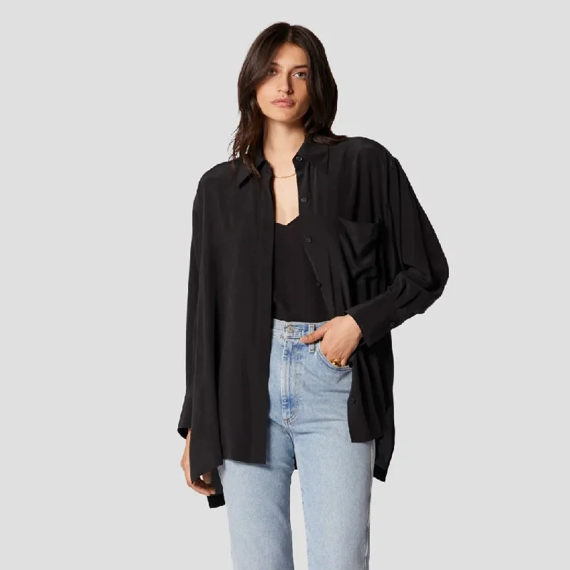 women's tops for those who want to elevate their everyday wear with chic and elegant piecesEmile Silk Shirt (True Black)