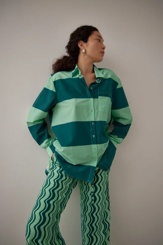 women's tops for layeringGary Bigeni Celina Split Shirt - Marta Mint Stripes