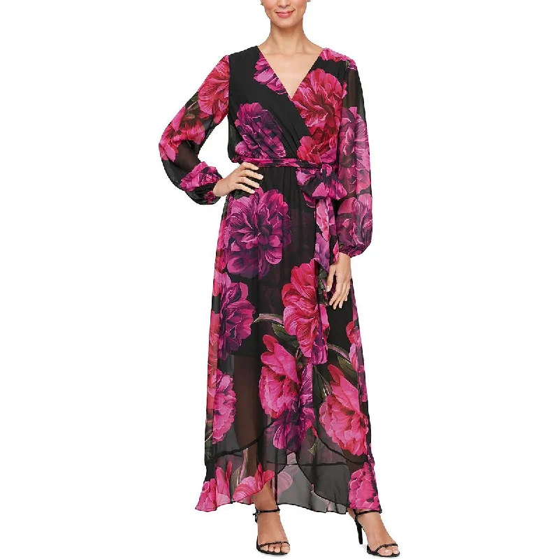 Silk DressSLNY Womens Tiered Maxi Evening Dress