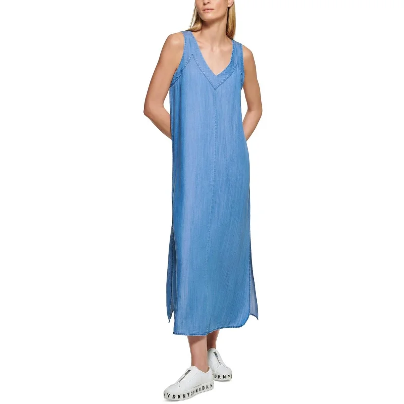 Scoop-Neck DressDKNY Womens Slub  Maxi Dress