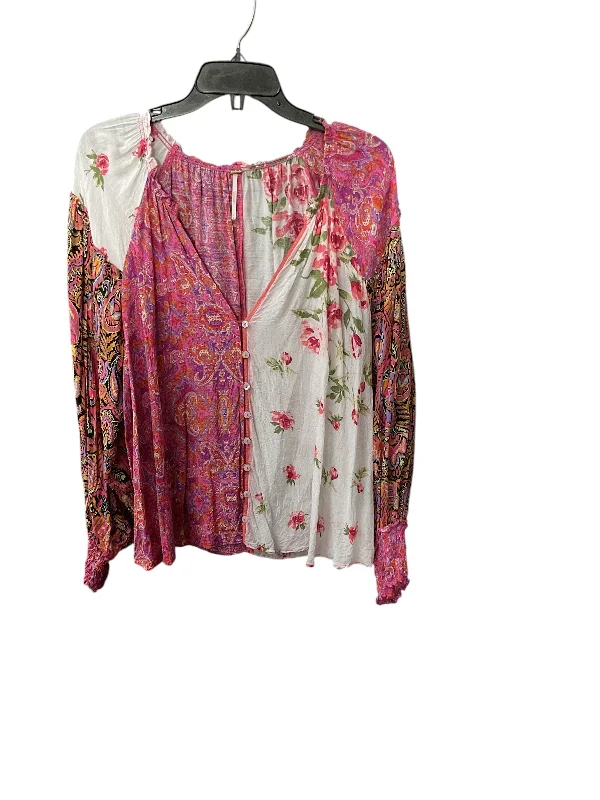 women's tops for fashion-conscious professionalsTop Long Sleeve By Free People In Floral Print, Size: L