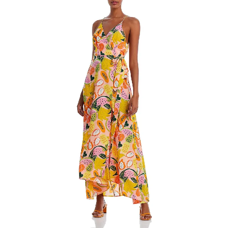 women's cold-shoulder dressesAqua Womens Printed Long Maxi Dress