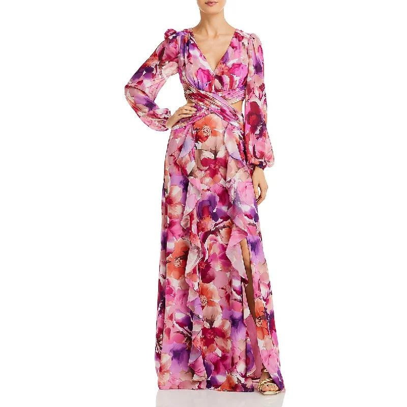 women's denim dressesAqua Womens Chiffon Floral Maxi Dress