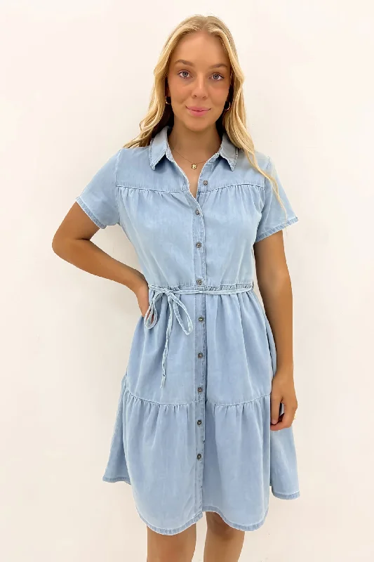 Casual Chic DressTobi Denim Mini Dress Light Blue