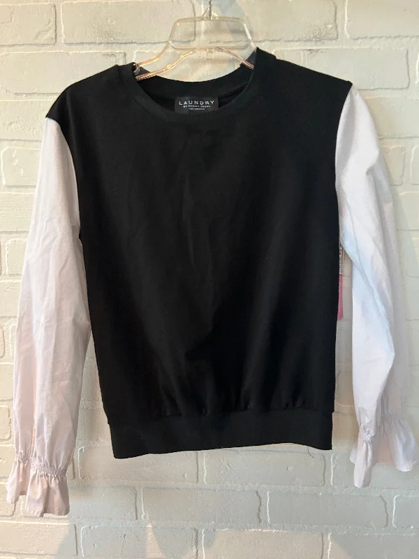 women's tops for everyday eleganceTop Long Sleeve By Laundry In Black & Cream, Size: S