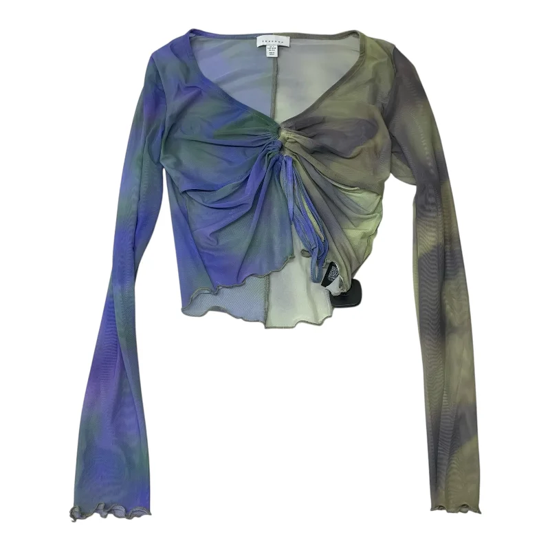 women's tops for business casual attireTop Long Sleeve By Topshop In Green & Purple, Size: S