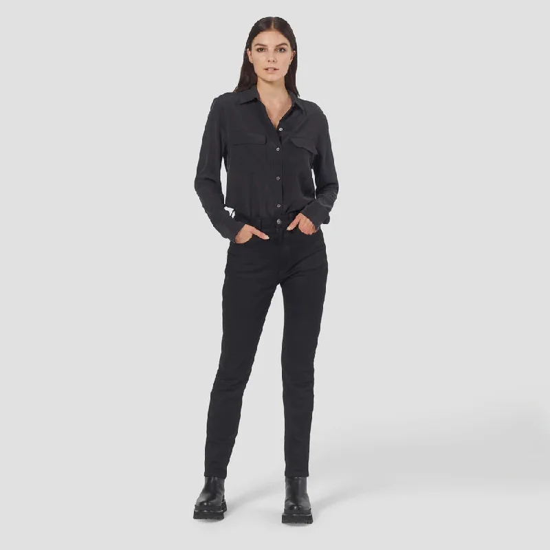 women's tops for those who want to stay on top of the latest fashion trends and wear pieces that are both stylish and on-trendSignature Washed-Silk Shirt (Black)