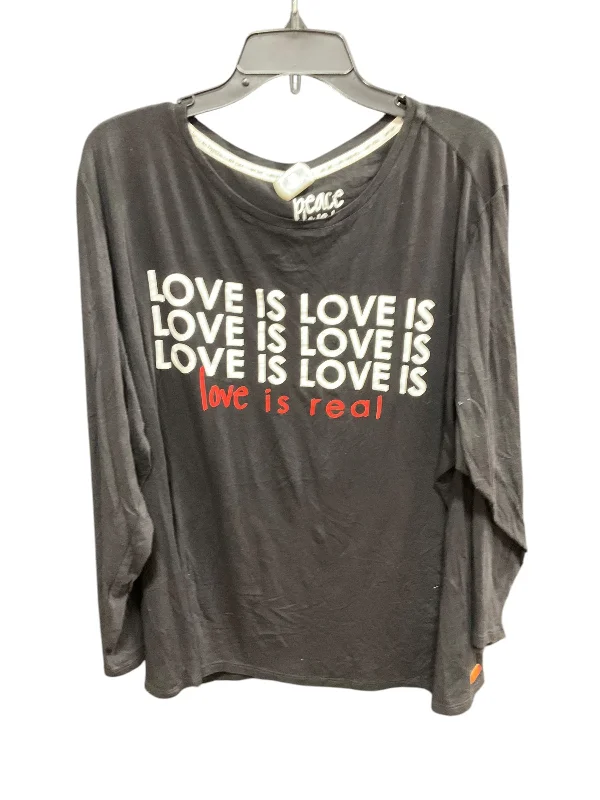 women's tops for those who refuse to compromise on styleTop Long Sleeve By Peace Love World In Black, Size: 2x