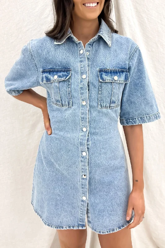 Tall Women DressEmerson Denim Mini Dress Light Blue