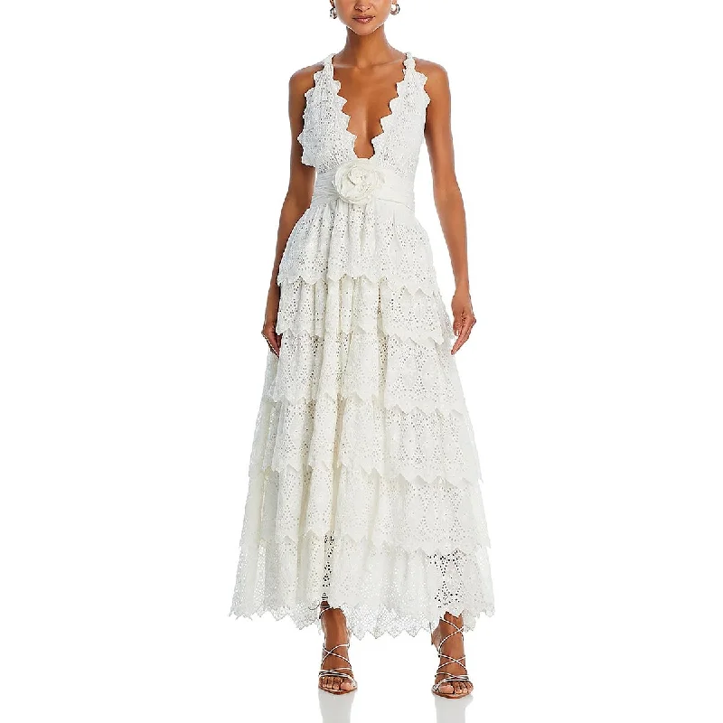 Embellished DressLoveShackFancy Womens Eyelet Long Maxi Dress