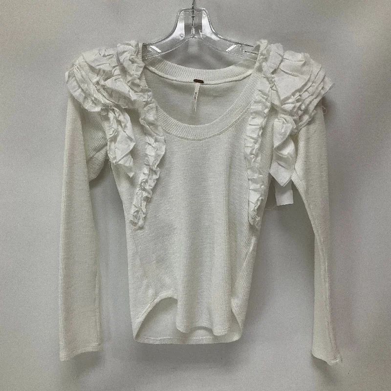 women's tops with ruffled hemsTop Long Sleeve By Free People In White, Size: Xs