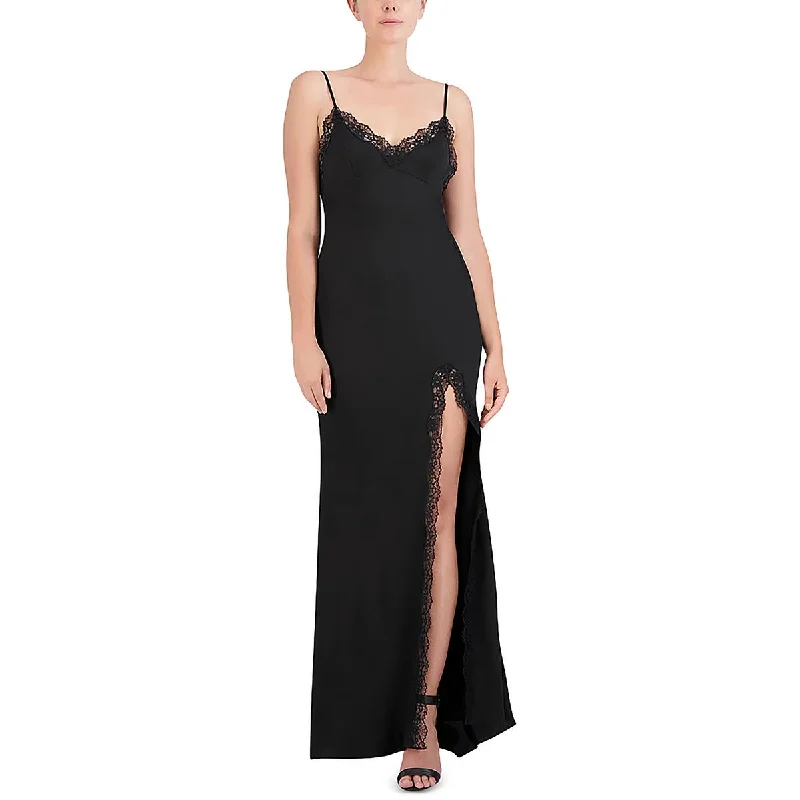 Backless DressBCBGMAXAZRIA Womens Full Length Lace Trim Maxi Dress