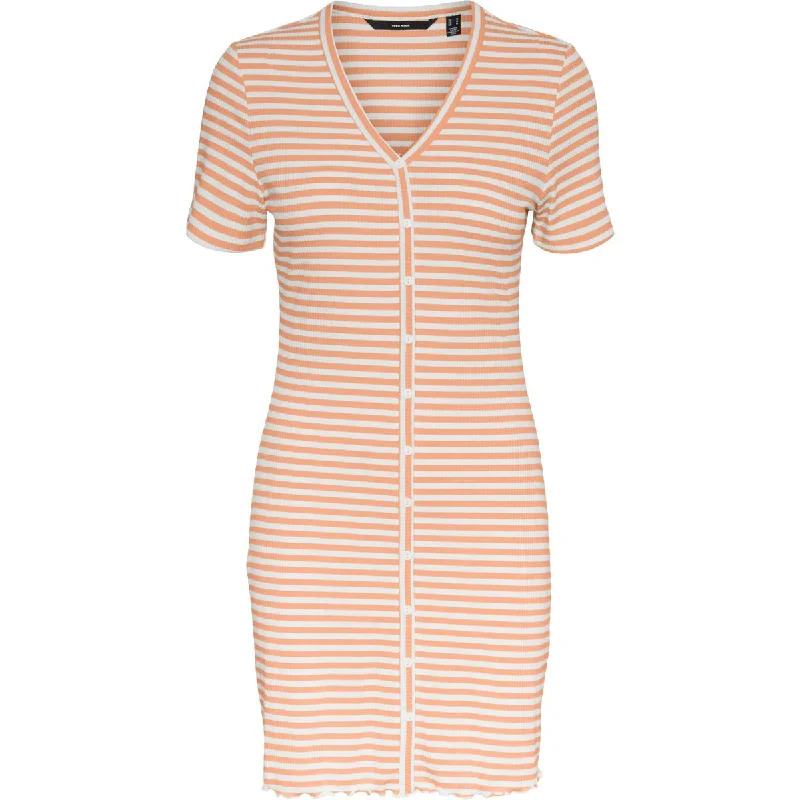 women's silk dressesVero Moda Womens Petites Aria Button Detail V Neck Mini Dress