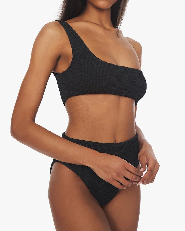 Resort Female SwimwearOne Shoulder Spongie Seersucker Bikini Top