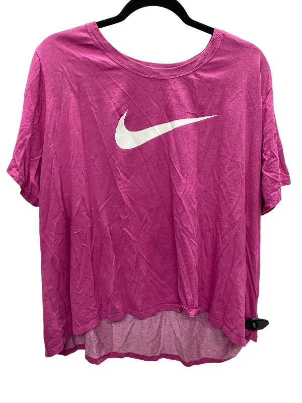 women's tops for those who want to add a personal touch to their wardrobe with unique and one-of-a-kind piecesAthletic Top Short Sleeve By Nike Apparel In Pink, Size: 3x