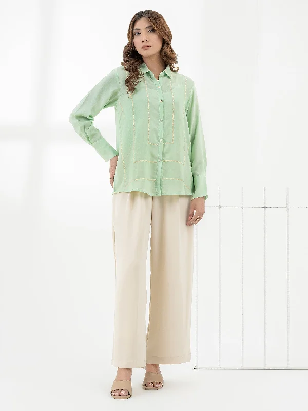 women's tops with ruffled hemsEmbroidered Cotton Top