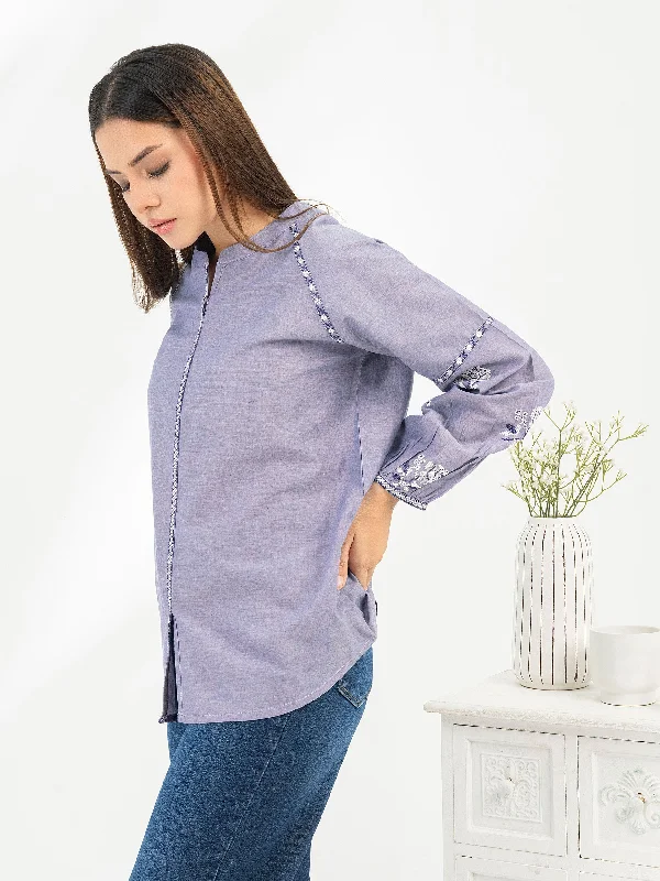 women's tops for boho-chic stylesEmbroidered Yarn Dyed Top