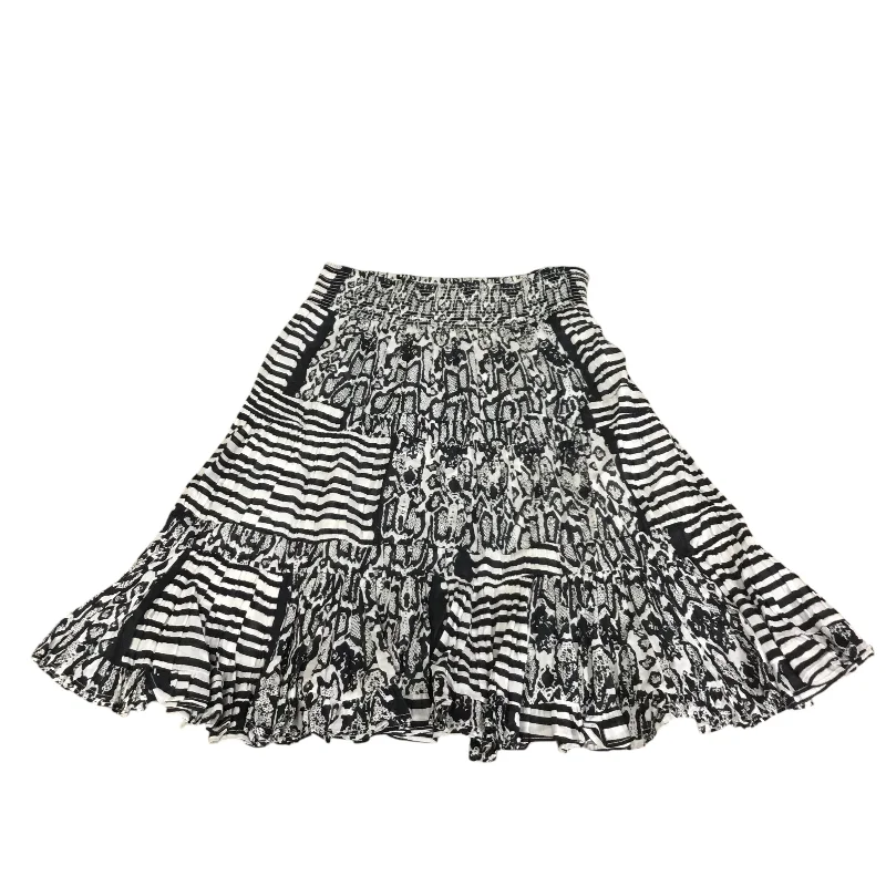 women's zip-front midi skirts for eventsSkirt Midi By Chelsea And Theodore In Black White, Size: M