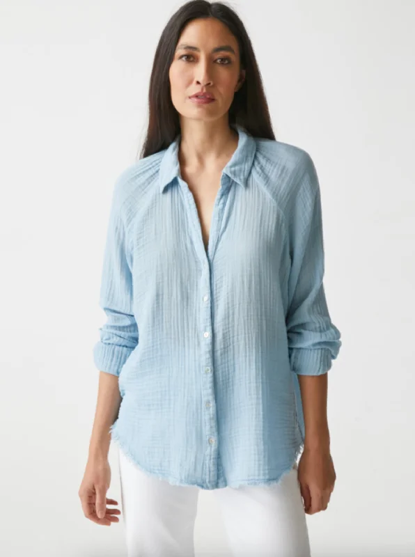 women's tops with built-in brasToni Gauze Button Down - Water