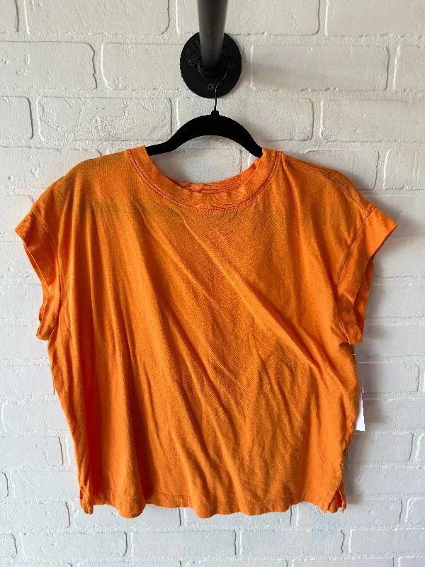 women's tops with asymmetrical designsTop Short Sleeve Basic By A New Day In Orange, Size: L