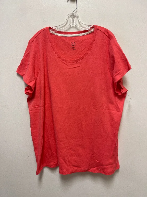 women's tops for those who want to add a bit of flair and personality to their looksTop Short Sleeve Basic By Isaac Mizrahi Live Qvc In Coral, Size: 3x