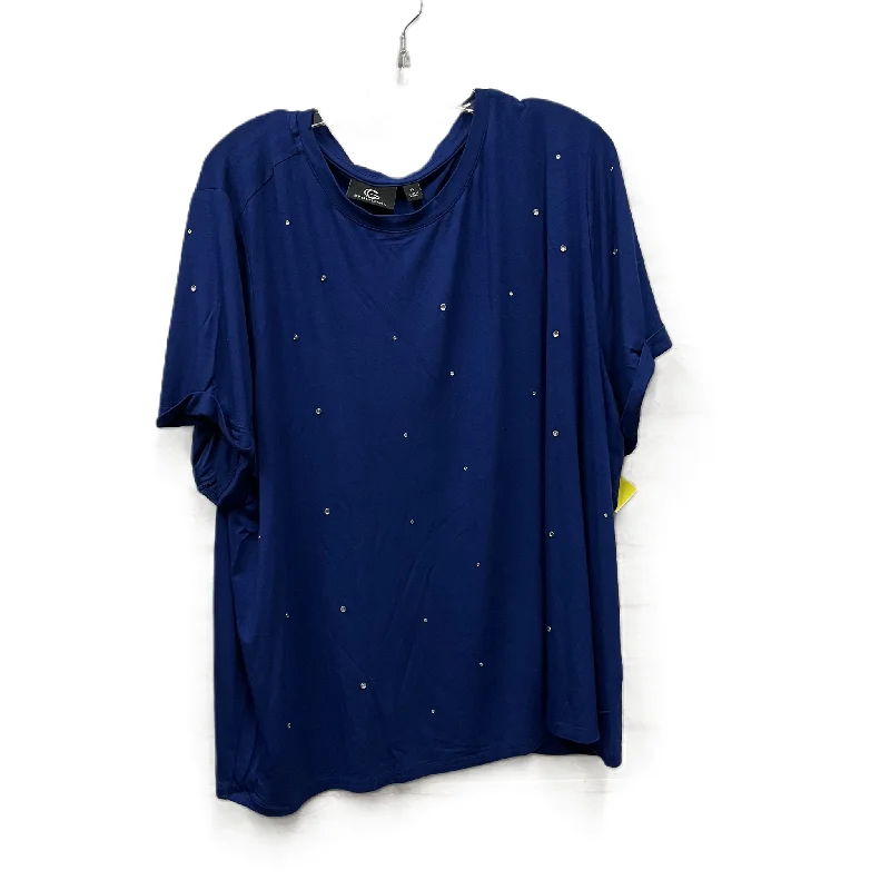 women's tops for picnics in the parkTop Short Sleeve By Cme In Blue, Size: 3x