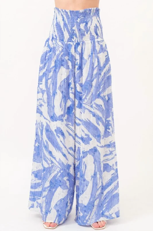 women's spring pantsAbstract Wide Leg In Blue