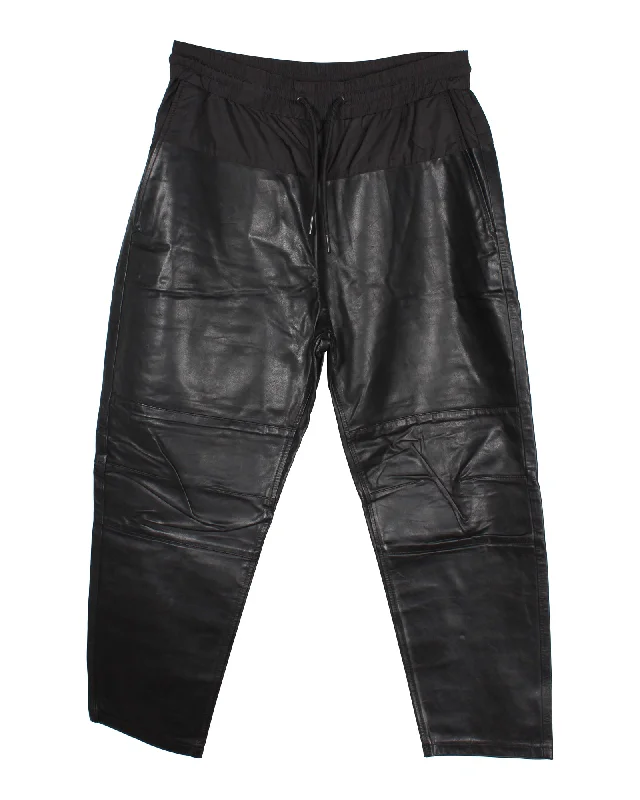 women's elastic waist pantsAlexander Wang x H&M Paneled Jogger Pants in Black Synthetic Leather