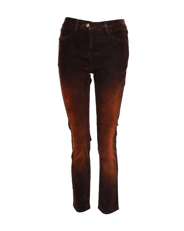 women's satin pantsChanel Slim-Fit Gradient Corduroy Pants in Brown Cotton