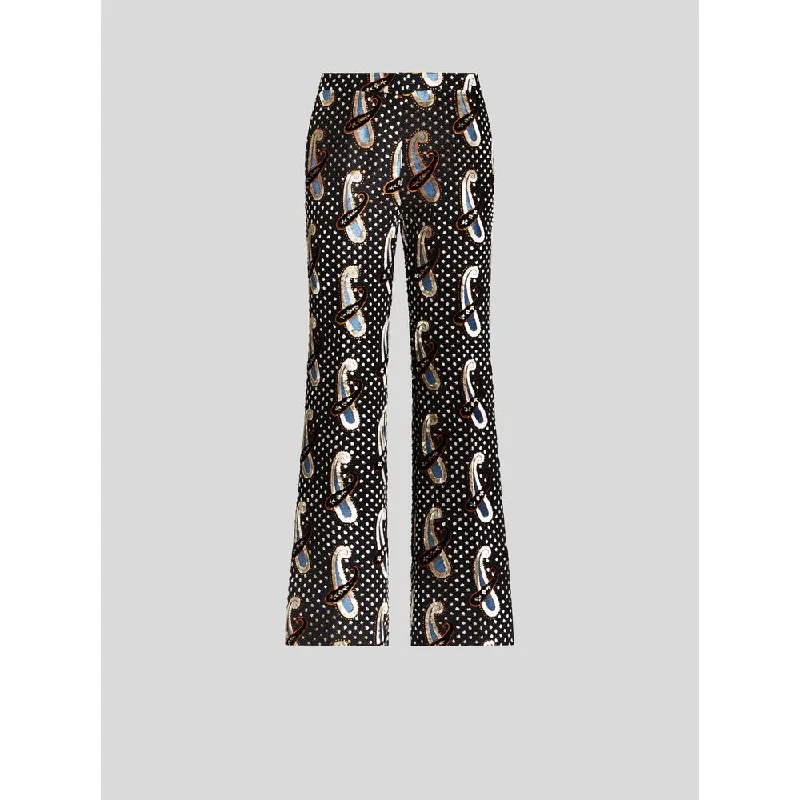 women's flare pantsFLARED JACQUARD TROUSERS