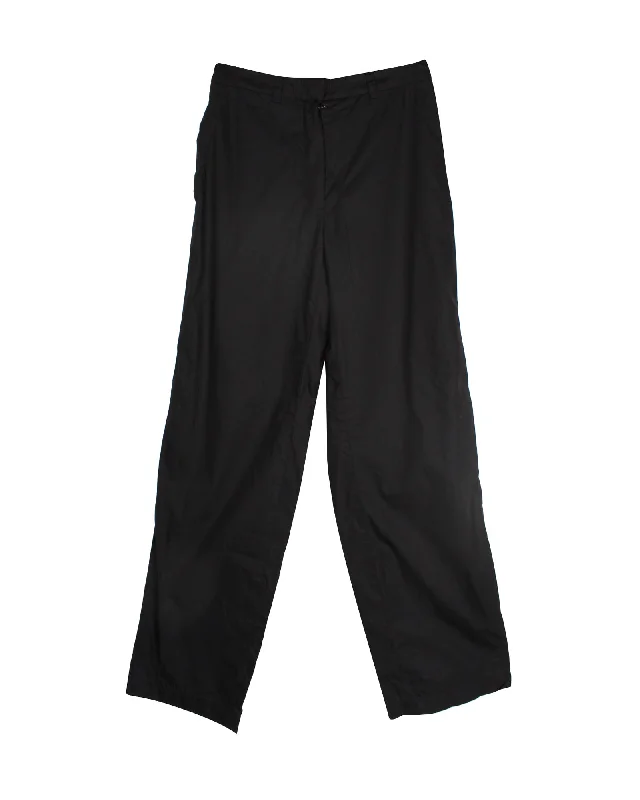 women's warm pantsPrada Linea Rossa Straight Leg Trousers in Black Cotton Nylon