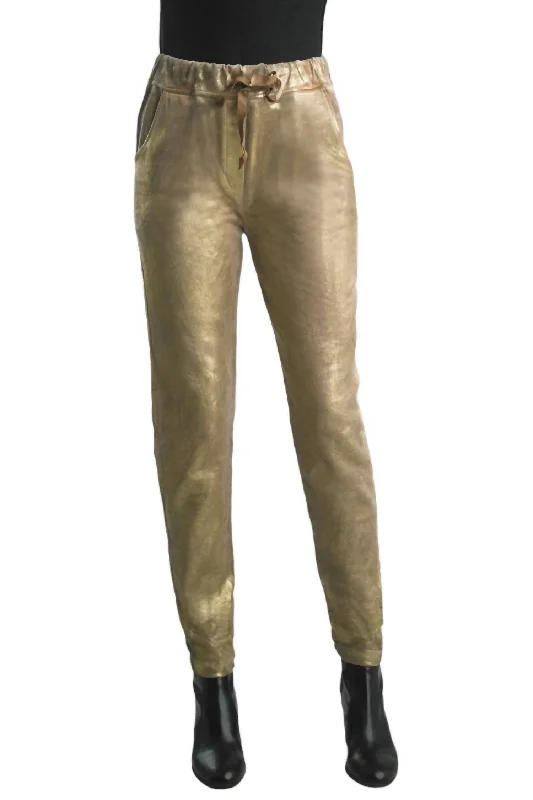 women's checkered pantsWomen's Laced Pants In Gold