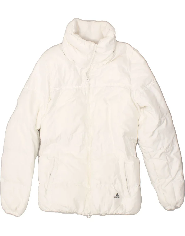 women's trench coatsADIDAS Womens Padded Jacket UK 12/14 Medium White Polyester