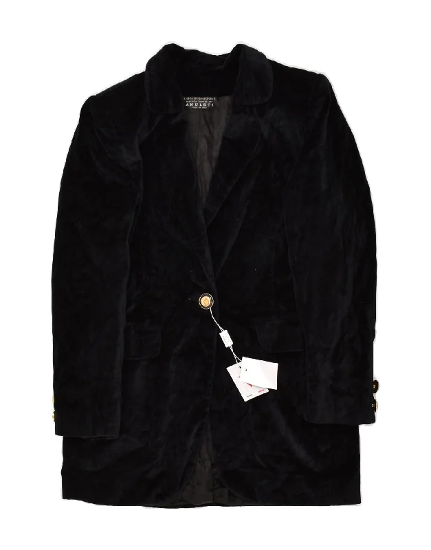 women's coats with fur collarsAMULETI Womens Overcoat UK 12 Medium Black Cotton