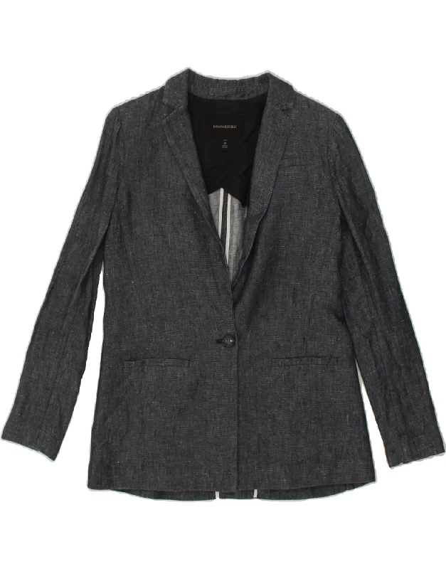 women's coats for apple-shaped bodiesBANANA REPUBLIC Womens Petite 1 Button Blazer Jacket US 2 XS Navy Blue