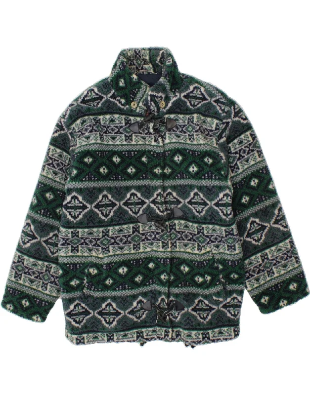 women's coats for fall and winter transitionsBRUGI Womens Fleece Duffle Jacket UK 18 XL Green Fair Isle