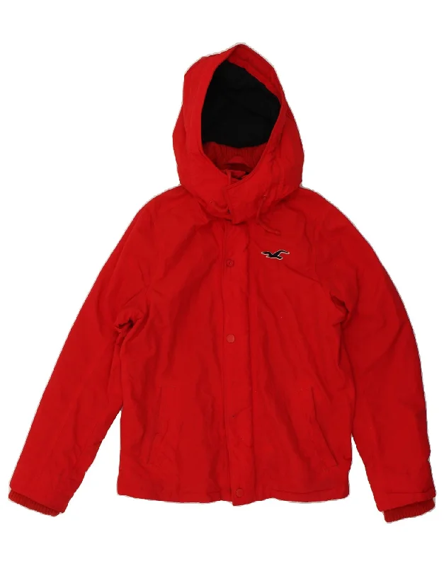 women's coats for tall womenHOLLISTER Womens Hooded Windbreaker Jacket UK 18 XL Red Polyester