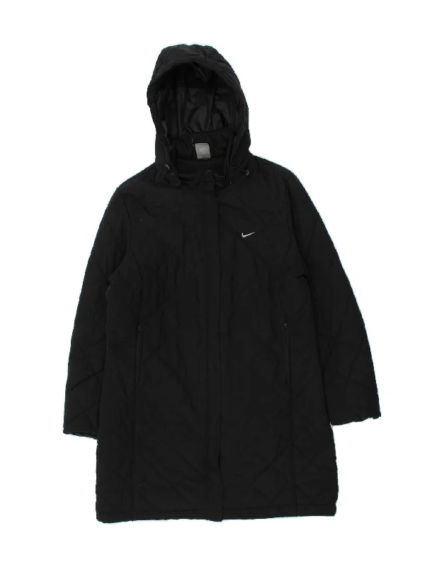 parkas for womenNIKE Womens Hooded Quilted Overcoat UK 16/18 Large Black