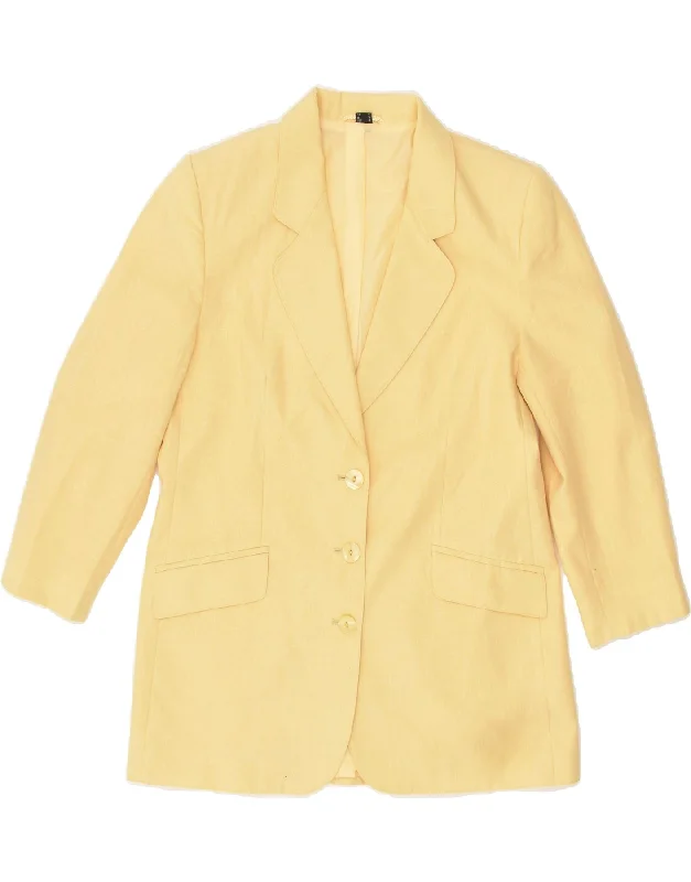 peacoats for womenNINO Womens 3 Button Blazer Jacket UK 14 Large  Yellow Polyester