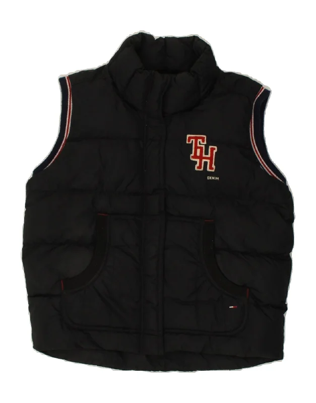 affordable women's coatsTOMMY HILFIGER Womens Graphic Padded Gilet UK 14 Medium Black Nylon